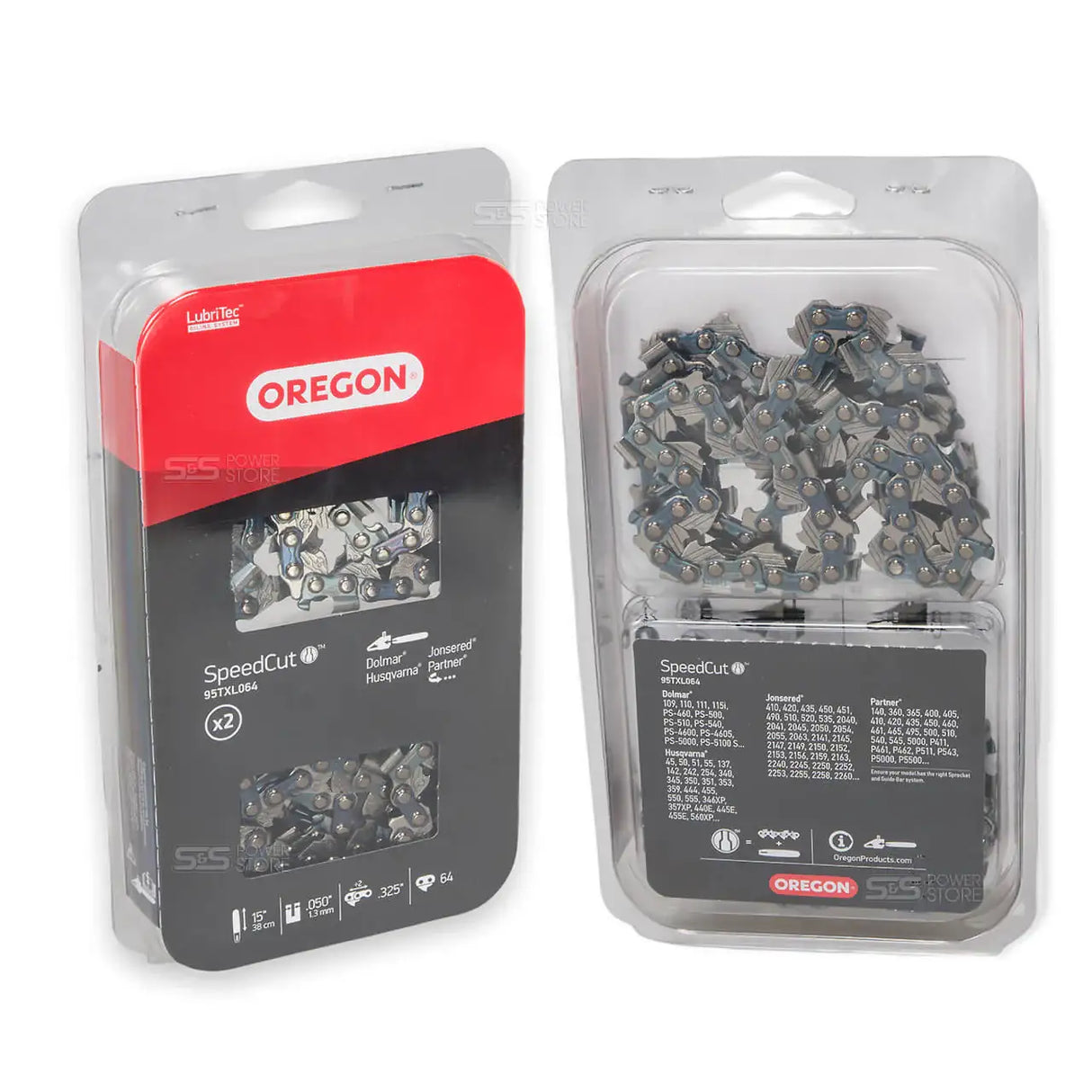 2er-Pack Oregon SpeedCut Sägekette 95TXL064E 325" 1,3 mm 64 TG 38 cm Halbmeißel Twinpack - powerstore-shop