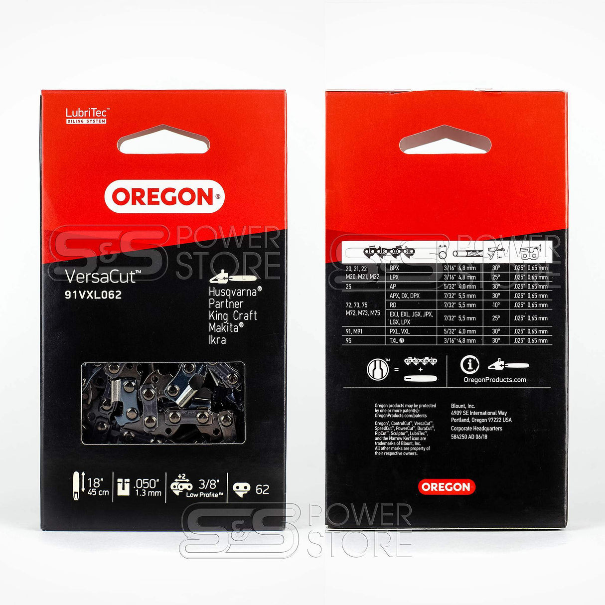 Oregon Sägekette 91VXL062E VersaCut 3/8" 1,3 mm 62 TG 45 cm Halbmeißel