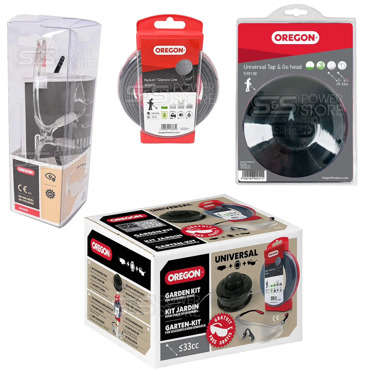 Oregon Schneidkopf Set Mähkopf, Faden & Schutzbrille Garten Kit Standard 646568 für Freischneider, Motorsensen & Trimmer bis 33 cm³ - powerstore-shop