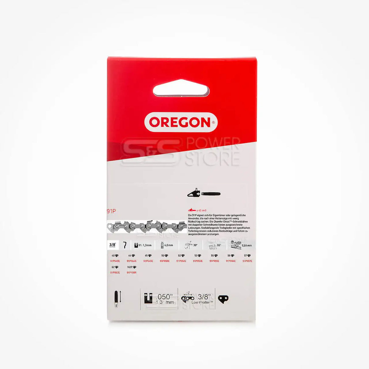 Oregon-Ersatzkette 57 / 1,3 / 3/8" 57 Glieder Stärke Treibglied 1,3 mm Teilung 3/8 Zoll - 94884 - powerstore-shop