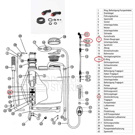 Oregon Düsen Dichtung Set 525753 Rückensprühgerät 16 und 20l - powerstore-shop