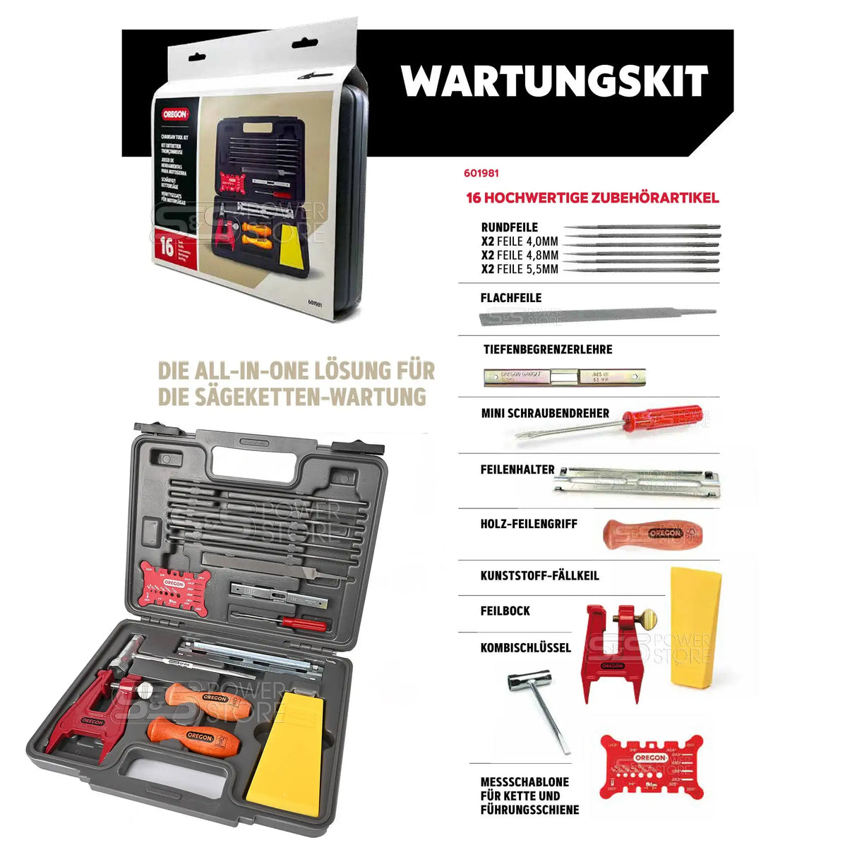 Oregon Forst Werkzeugset zur Kettensägen-Wartung und Schärfen von Sägeketten - powerstore-shop