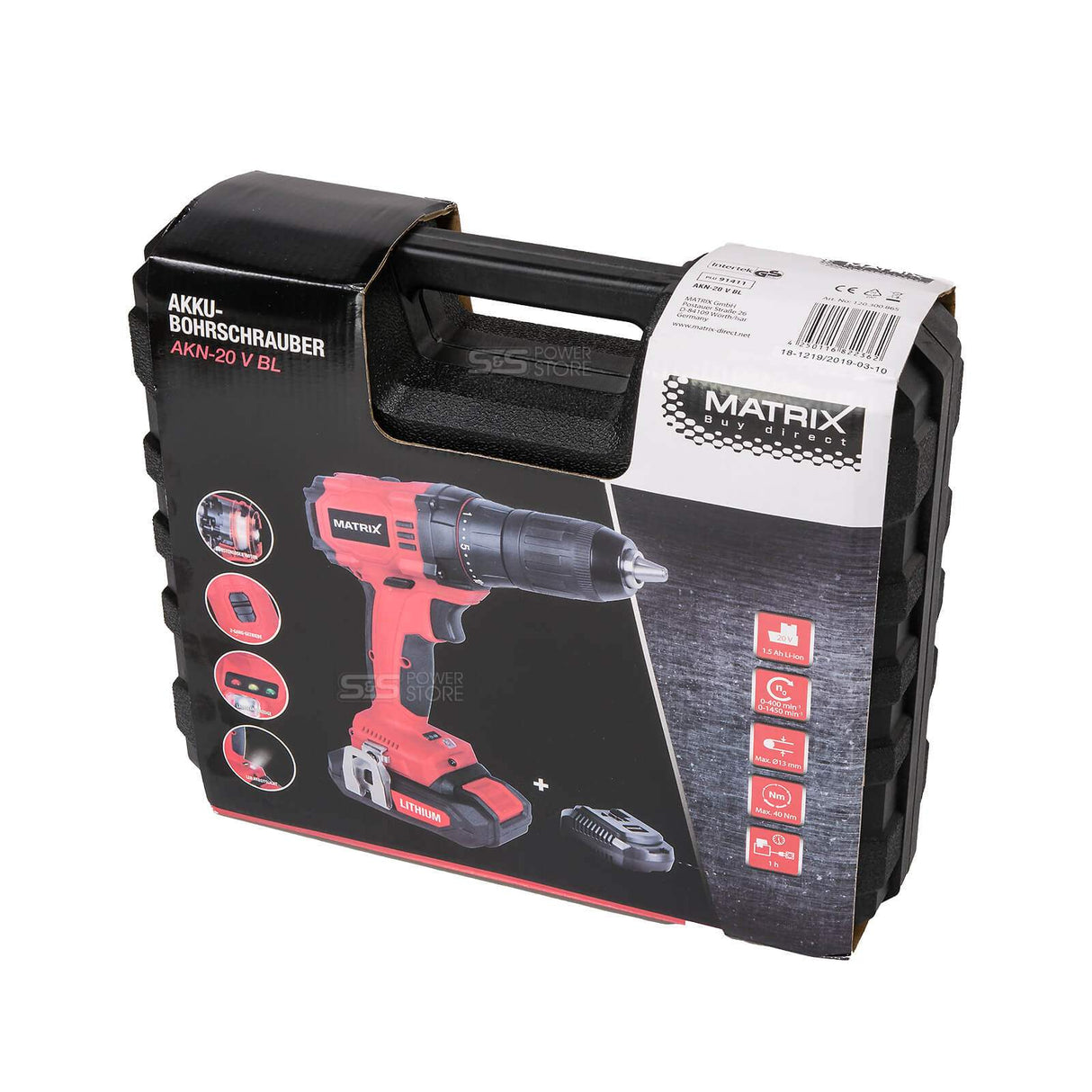 Matrix Akkuschrauber Bohrschrauber AKN-20 V BL 1,5 Ah Brushless 20 V Li-ion - powerstore-shop