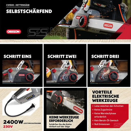 Oregon Elektro Kettensäge CS1500 Angebot Set inkl. 3 Powersharp Sägeketten - powerstore-shop