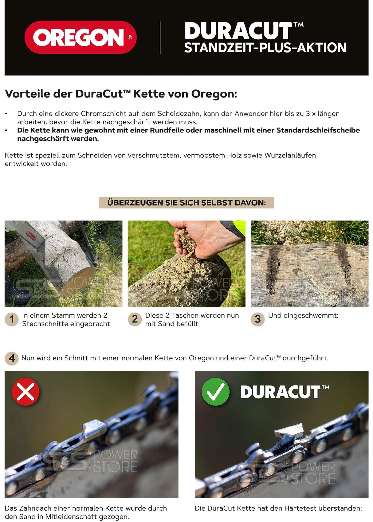 Oregon DuraCut Sägekette hartverchromt M91VXL057E Multicut 3/8" 1,3 mm 57 TG 40 cm Halbmeißel