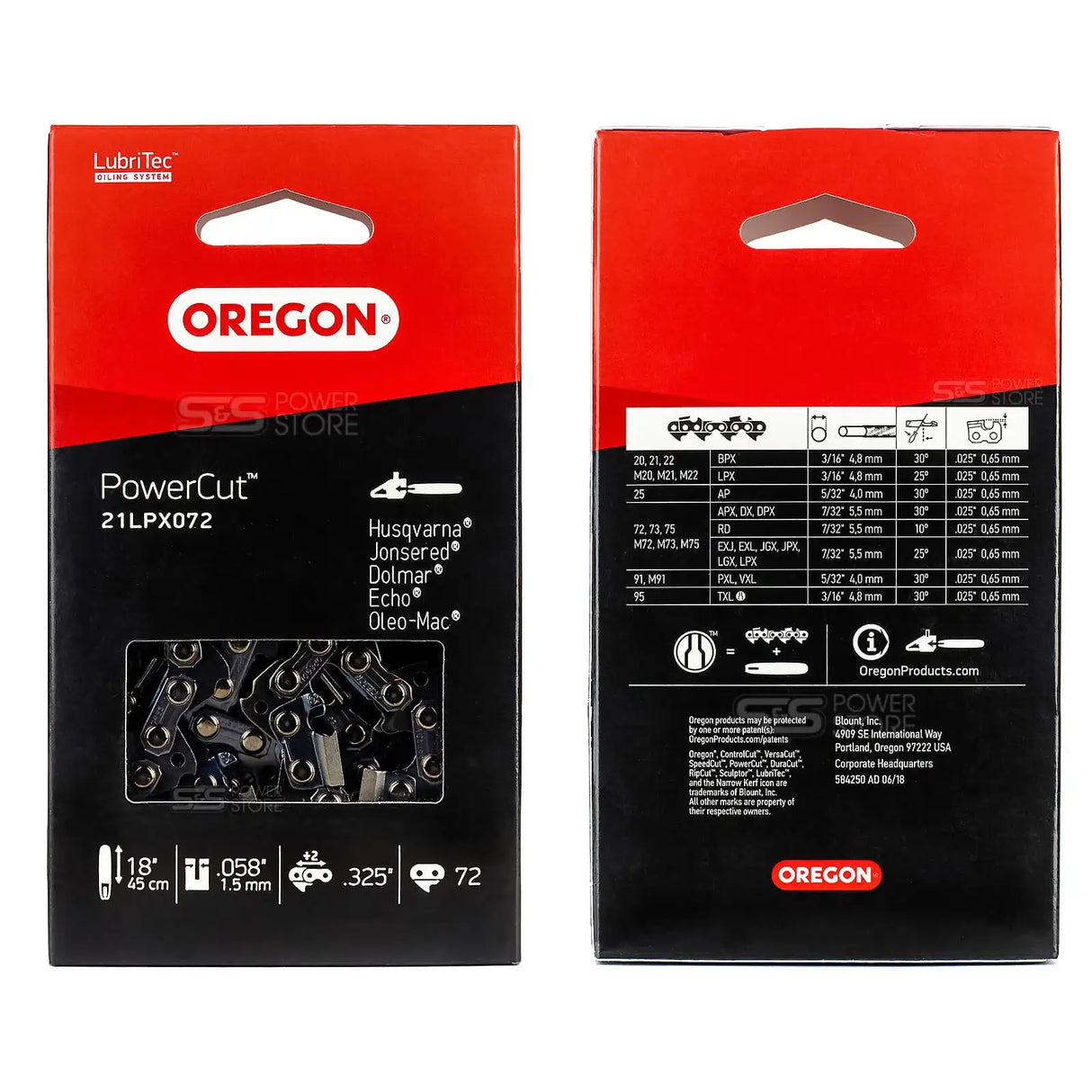 Oregon Sägekette 21LPX072E PowerCut 0.325" 1,5 mm 72 TG 45 cm Vollmeißel - powerstore-shop