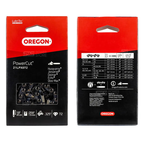 Oregon Sägekette 21LPX072E PowerCut 0.325" 1,5 mm 72 TG 45 cm Vollmeißel - powerstore-shop