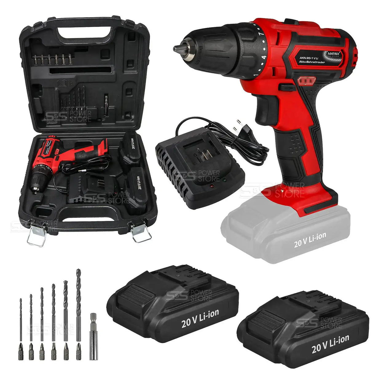 Matrix Akkuschrauber 2 Gang Bohrschrauber AKN 20-1 V Li Set 2 x 2,0 Ah 20 V Li-ion - powerstore-shop