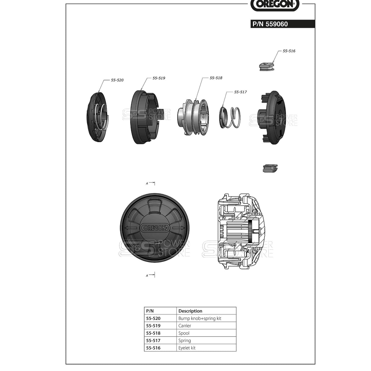 Oregon Mähkopf Lightning Load Schneidkopf 109 mm Tap & Go für Trimmer, Freischneider & Motorsensen bis 33 cm³ Hubraum - powerstore-shop