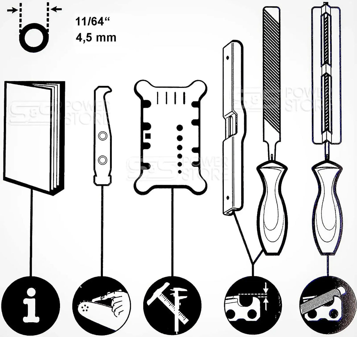Oregon Schärfsatz 3/8" mini 1,1 mm Sägeketten Feile 4,5 mm Tasche 558549 - powerstore-shop