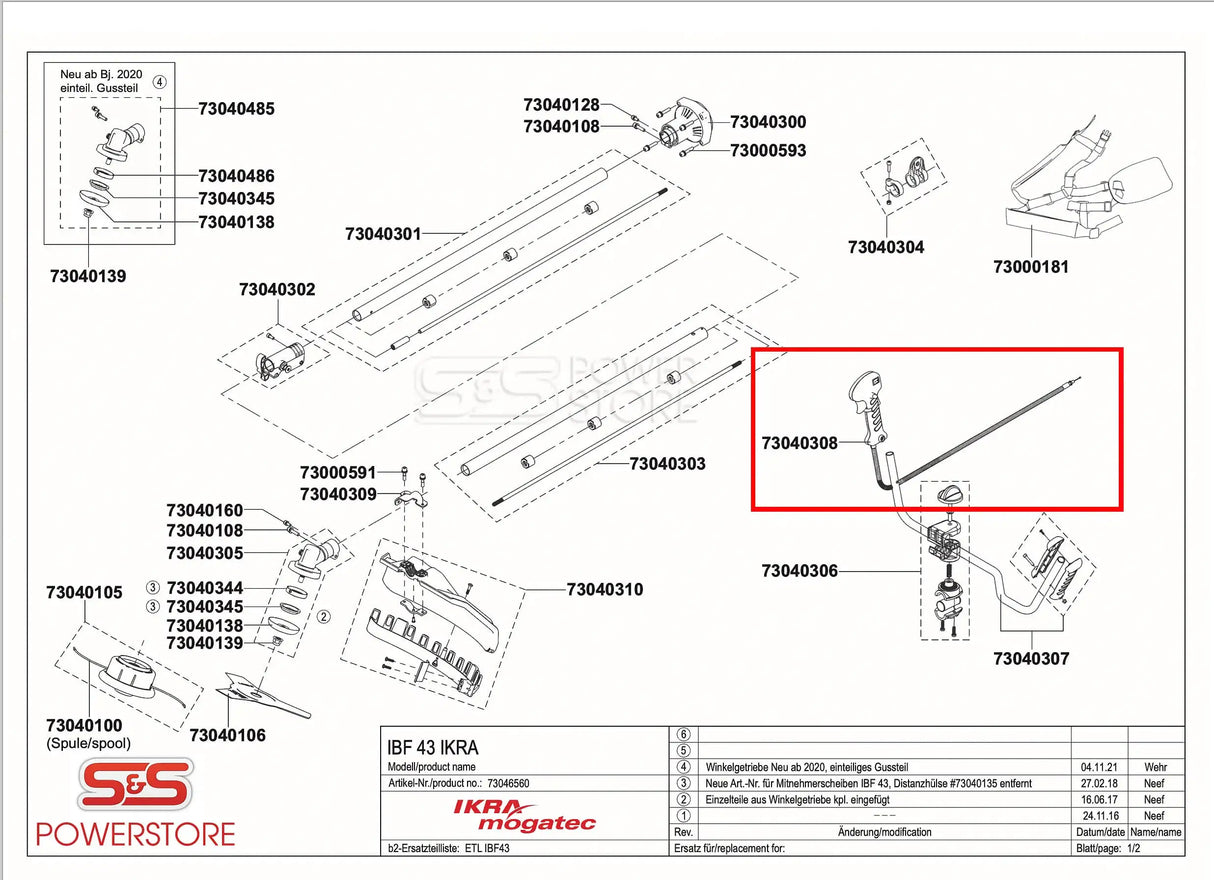 Gashebelgriff Ersatzteil Motorsense Freischneider IKRA IBF 43 - powerstore-shop