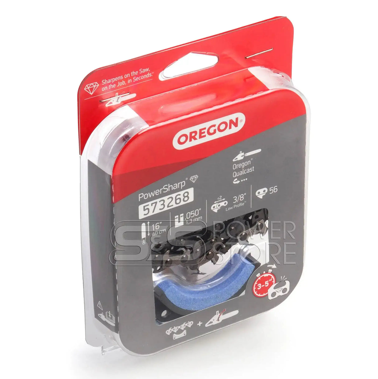 Oregon PowerSharp Sägekette passend CS250 und CS300 Ersatzkette + Schleifstein