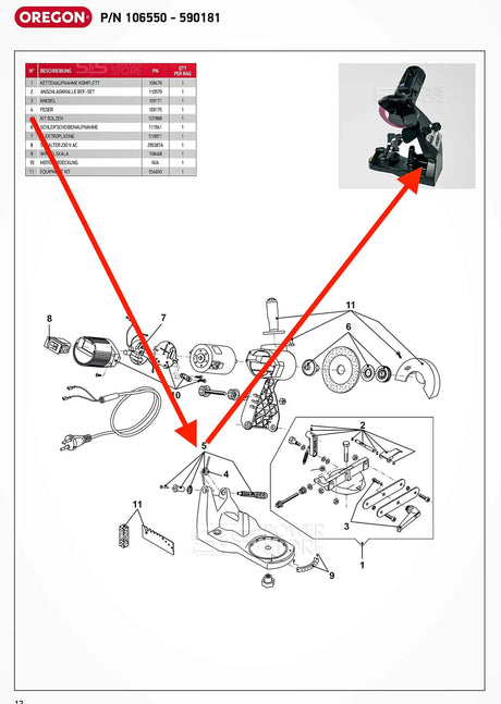 Oregon Bolzen Feder Set Ersatzteil Nr. 537888 Kettenschärfgerät 590181 / 106550 - powerstore-shop