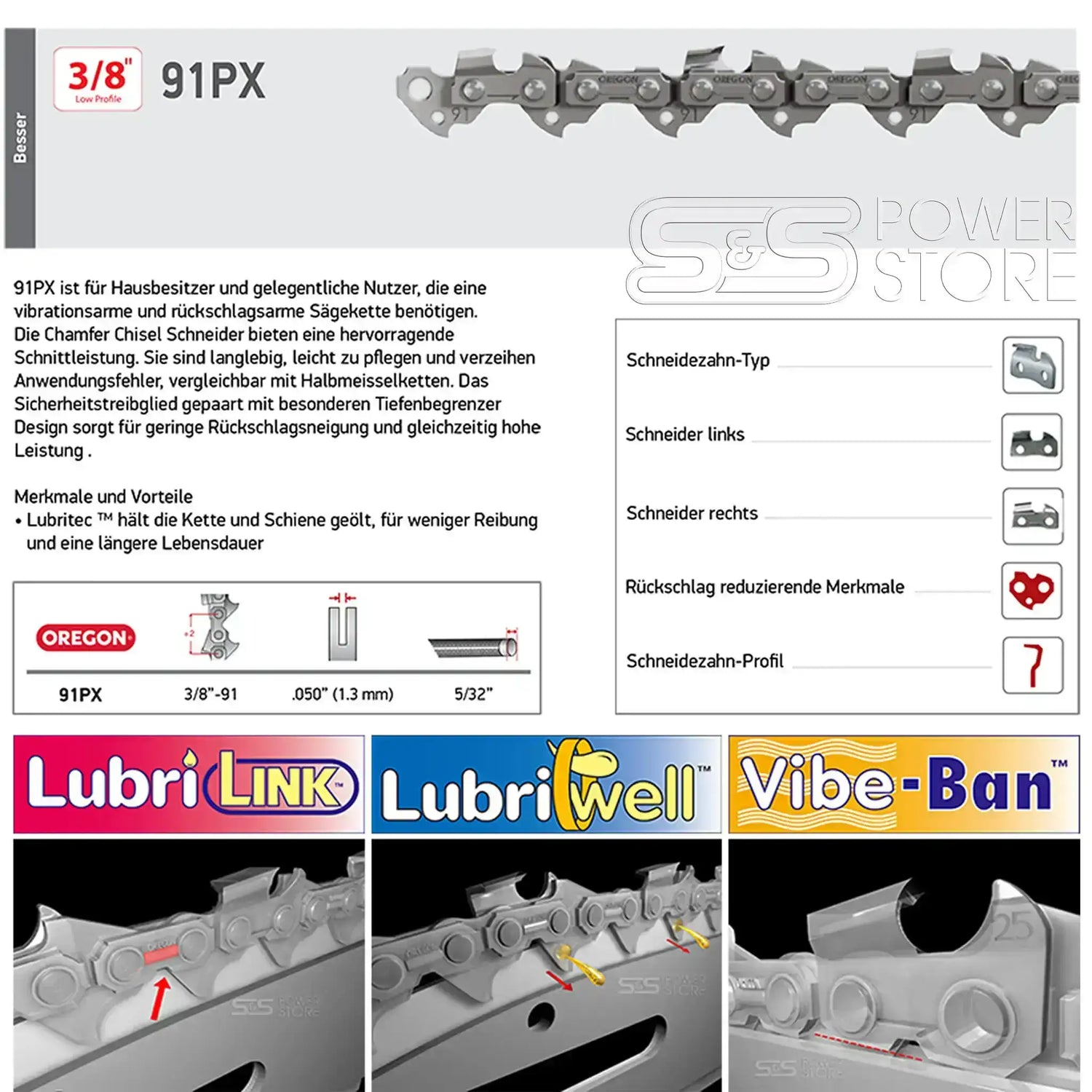 Oregon AdvanceCut Sägekette passend Güde KS 450-46 Benzin-Kettensäge 45 cm - powerstore-shop
