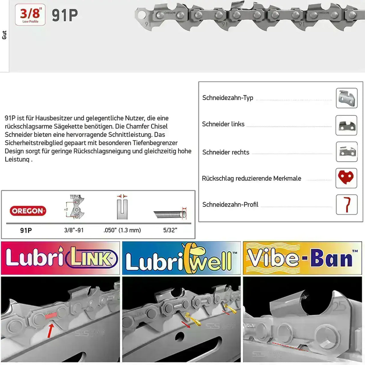Oregon Sägekette passend Lidl Florabest FKS 2200 D2 Ersatzkette 40 cm - powerstore-shop