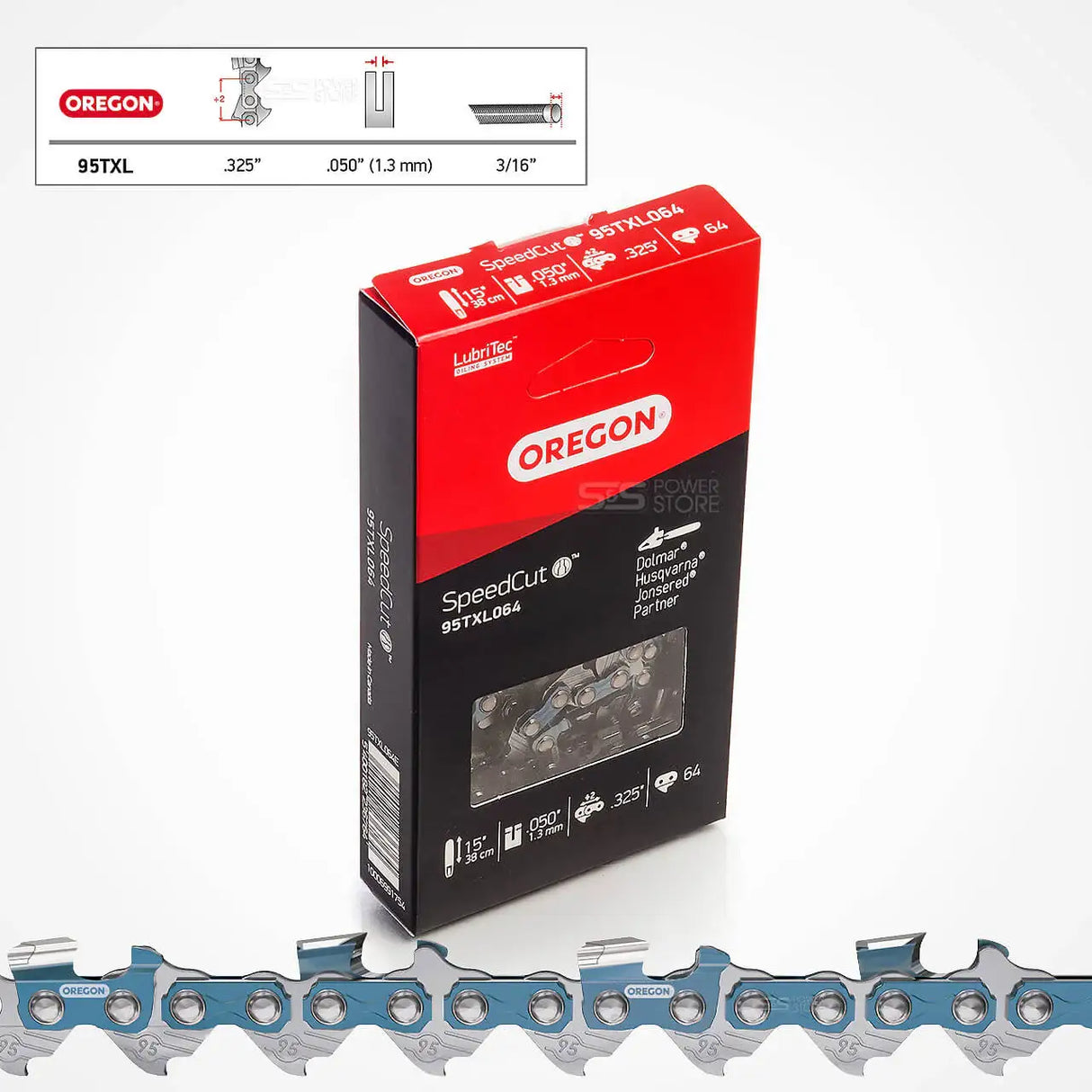 Oregon SpeedCut Sägekette 95TXL064E 325" 1,3 mm 64 TG 38 cm Halbmeißel - powerstore-shop