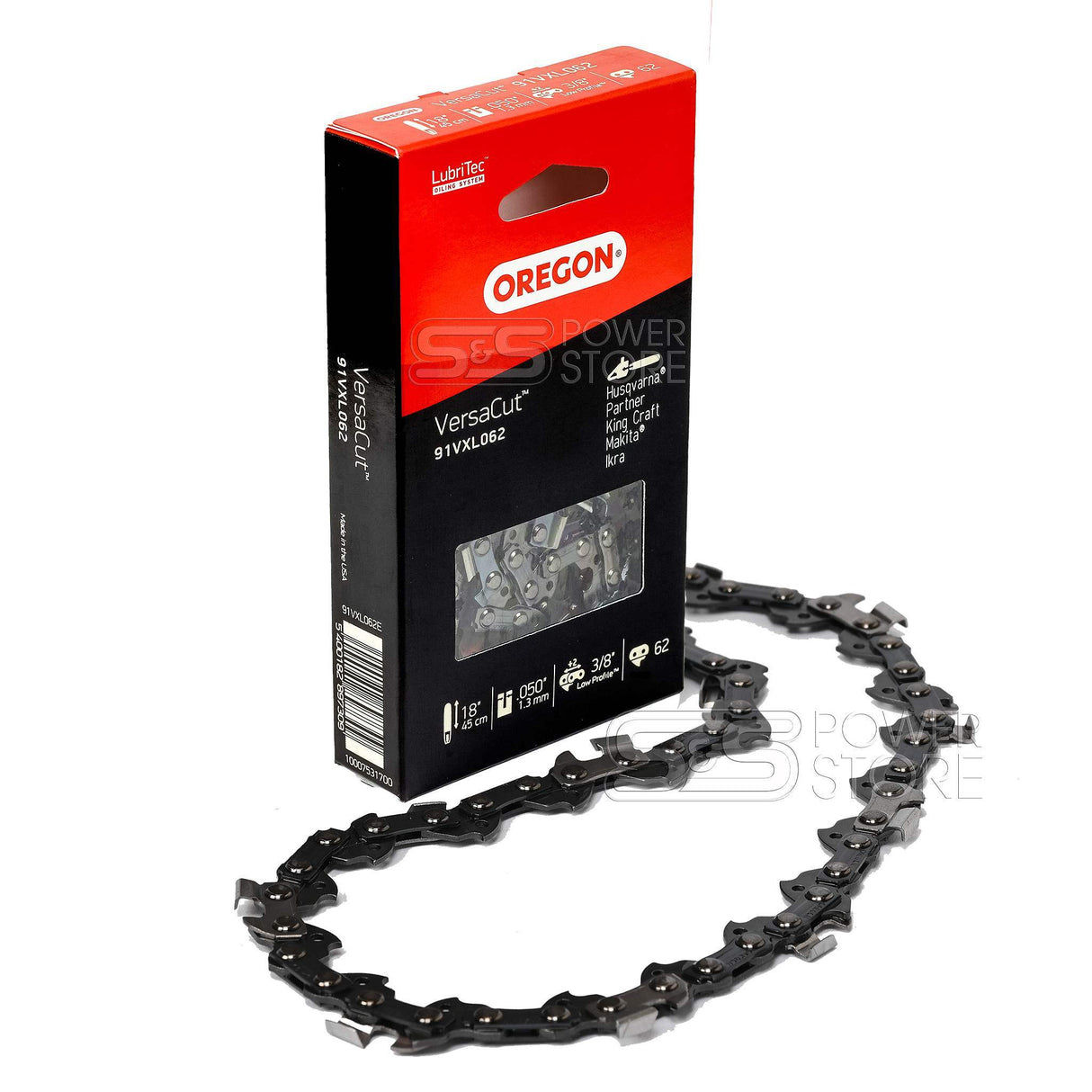 Oregon Sägekette 91VXL062E VersaCut 3/8" 1,3 mm 62 TG 45 cm Halbmeißel