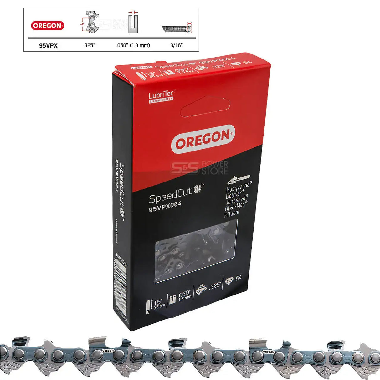 Oregon SpeedCut Sägekette 95VPX064E 325" 1,3 mm 64 TG 38 cm Halbmeißel - powerstore-shop