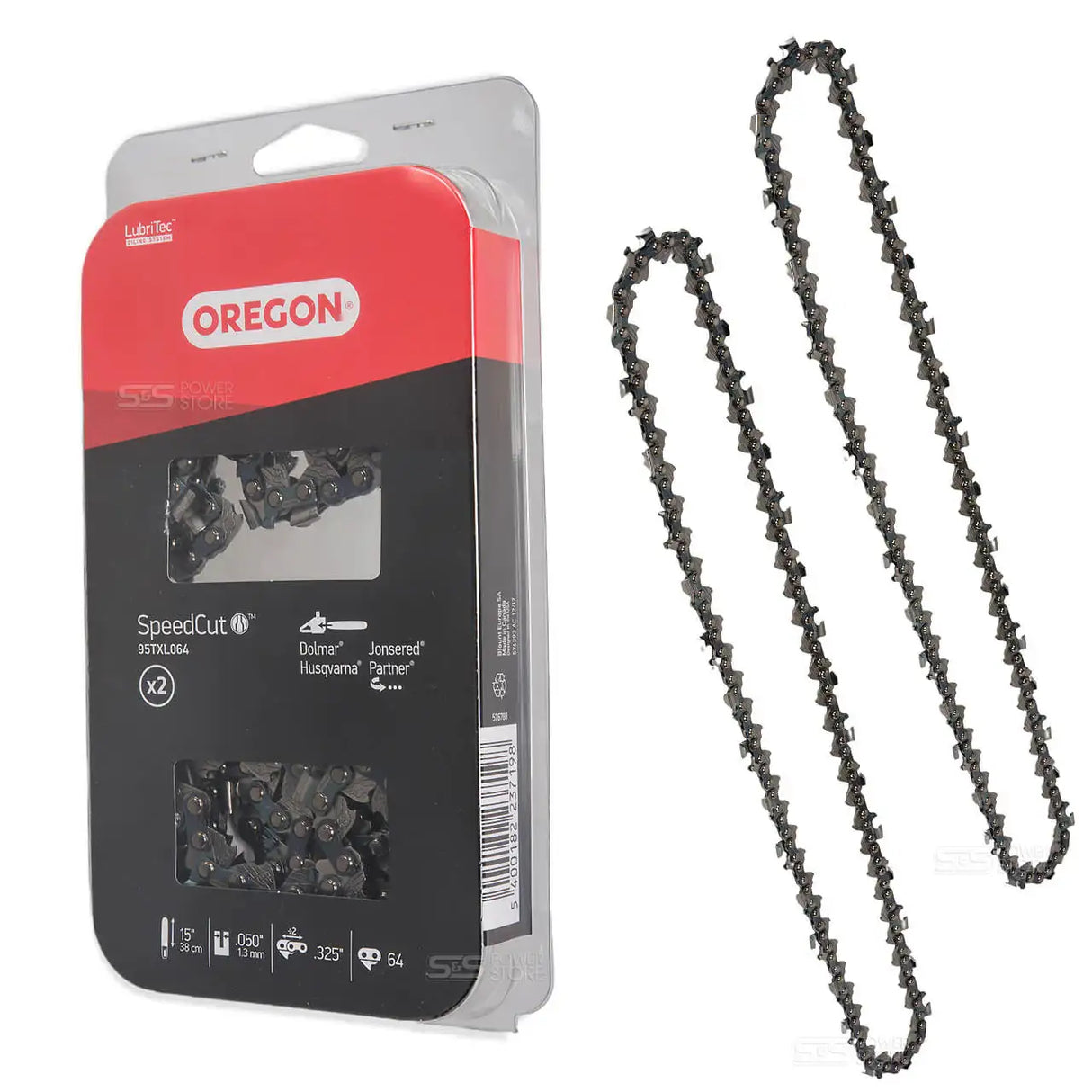 2er-Pack Oregon SpeedCut Sägekette 95TXL064E 325" 1,3 mm 64 TG 38 cm Halbmeißel Twinpack - powerstore-shop