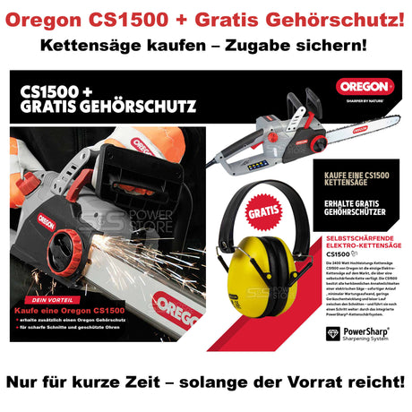 Oregon CS1500 Elektro-Kettensäge + Gratis-Gehörschutz!