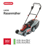 Oregon Akku-Rasenmäher LM300 36V ohne Akku und Ladegerät