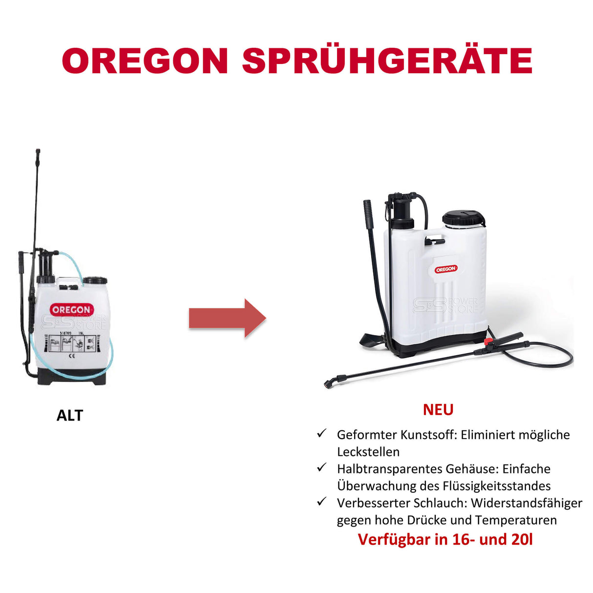 Oregon Rückenspritze 16 Liter 4 bar Drucksprühgerät Drucksprüher 646608