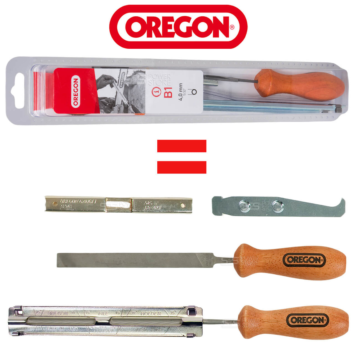 Oregon Schärfsatz 3/8" und 1/4" Sägeketten Schärfset 4,0 mm Feile Q90405