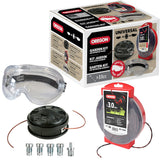 Oregon 3-teiliges Pro Garten Set Universal für Freischneider & Motorsensen Mähkopf Lightning Load + 44 m TerraMax Mähfaden + Schutzbrille