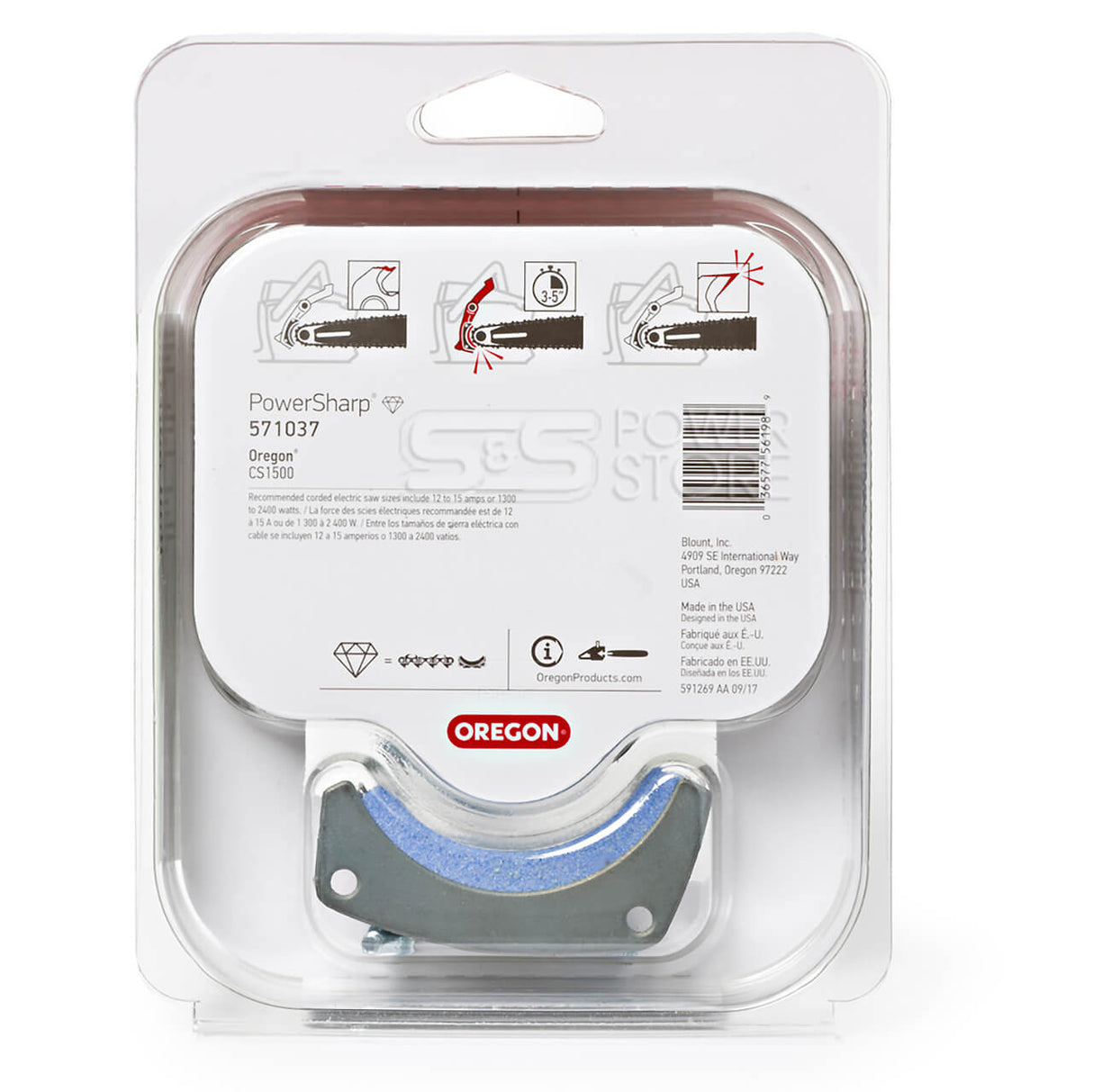 Oregon Sägekette 571037 PowerSharp 3/8" 1,3 mm 62 TG 45 cm inkl. Schleifstein