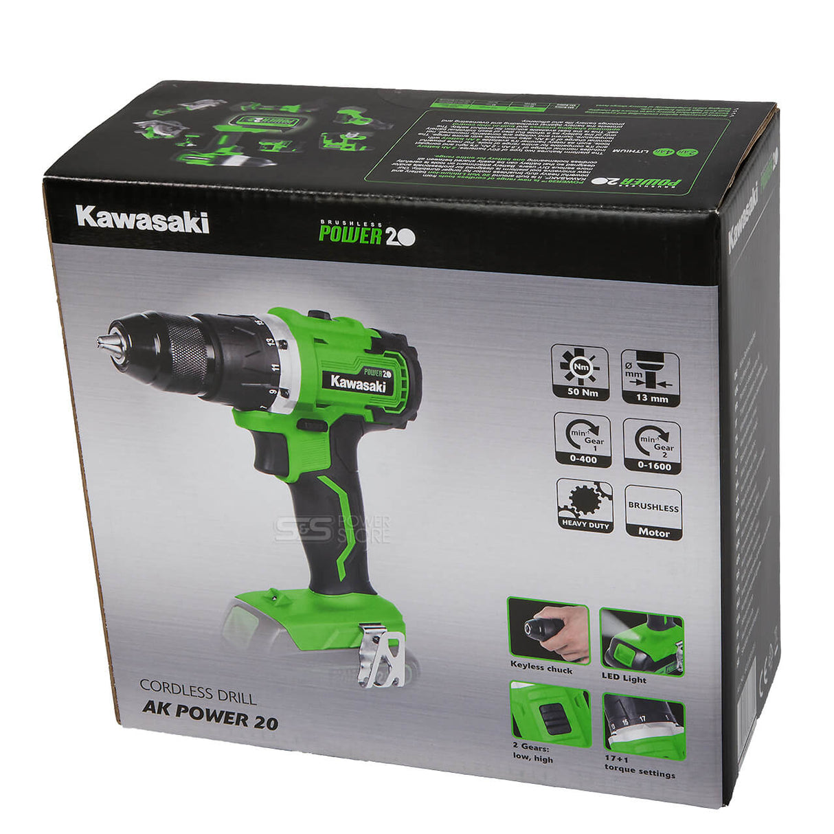 Kawasaki Akkuschrauber 2 Gang Bohrschrauber AK Power 20 V Brushless