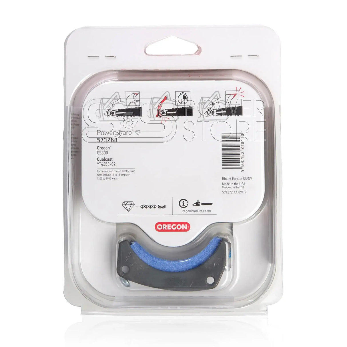 Oregon PowerSharp Sägekette passend CS250 und CS300 Ersatzkette + Schleifstein
