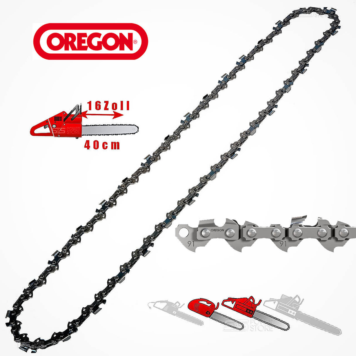 Oregon Sägekette 91PJ056X 3/8" 1,3 mm 56 TG 40 cm Halbmeißel